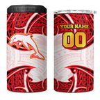 Personalized Dolphins 4 in 1 Can Cooler Tumbler Polynesian Tribal Pattern Style