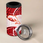 Personalized Dolphins 4 in 1 Can Cooler Tumbler Polynesian Tribal Pattern Style