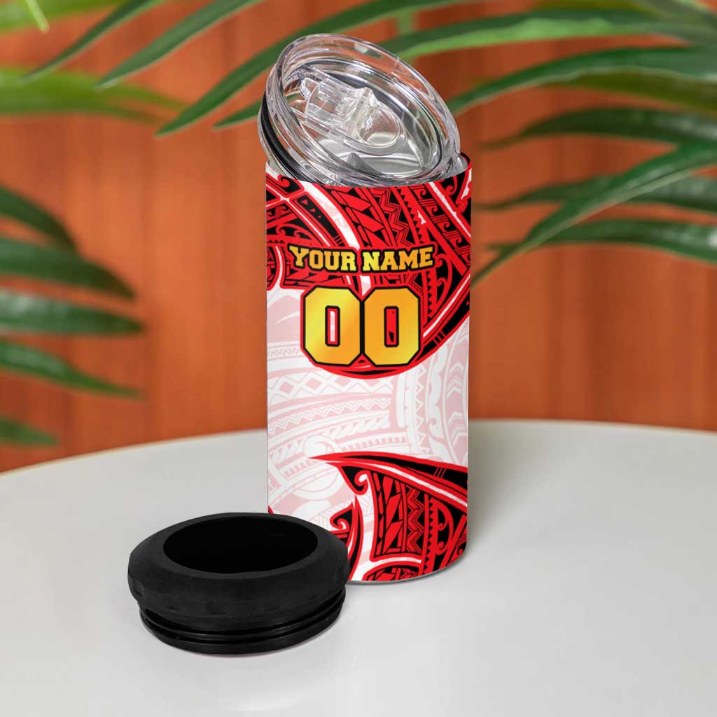 Personalized Dolphins 4 in 1 Can Cooler Tumbler Polynesian Tribal Pattern Style