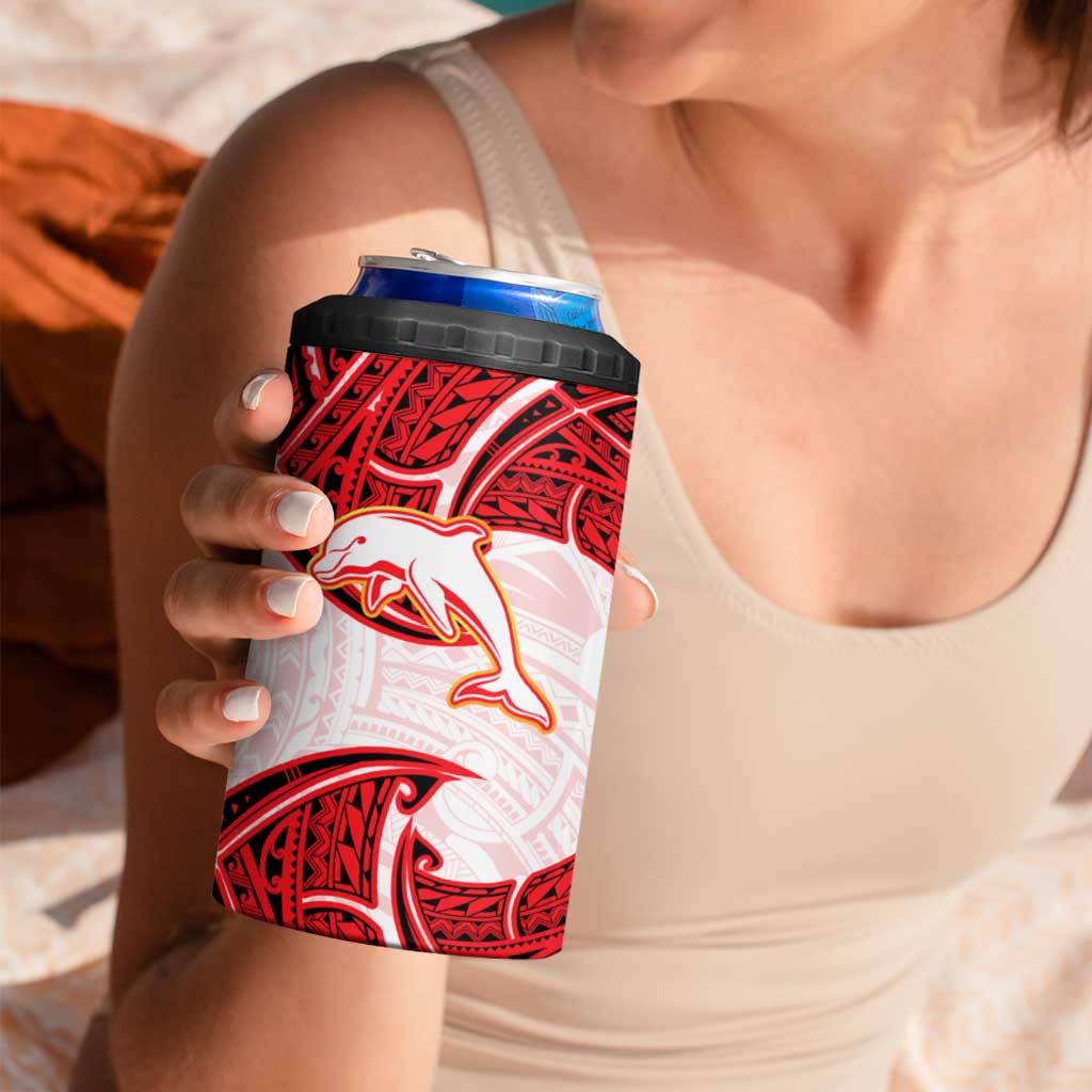 Personalized Dolphins 4 in 1 Can Cooler Tumbler Polynesian Tribal Pattern Style