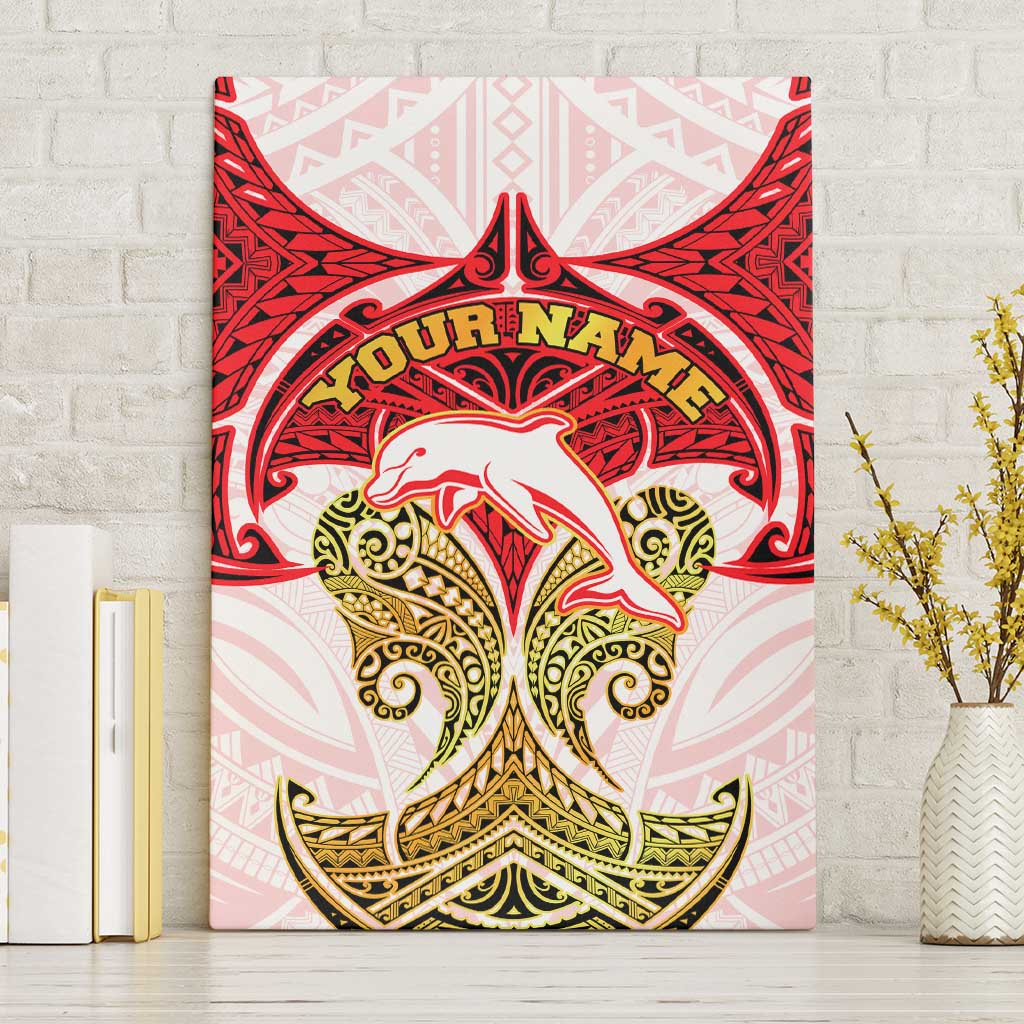 Personalized Dolphins Canvas Wall Art Polynesian Tribal Pattern Style