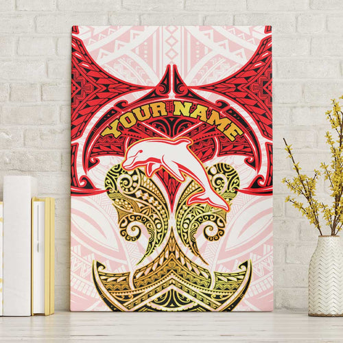 Personalized Dolphins Canvas Wall Art Polynesian Tribal Pattern Style