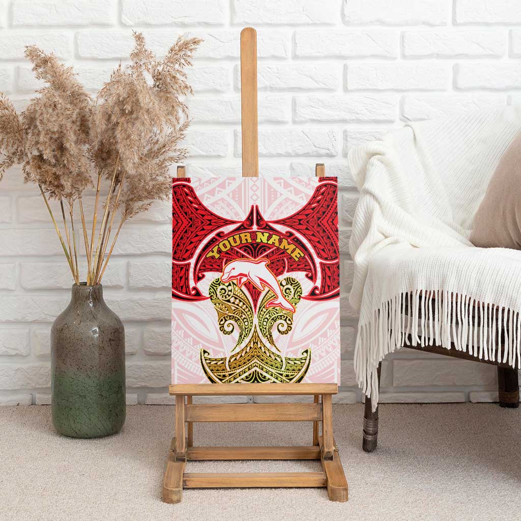 Personalized Dolphins Canvas Wall Art Polynesian Tribal Pattern Style