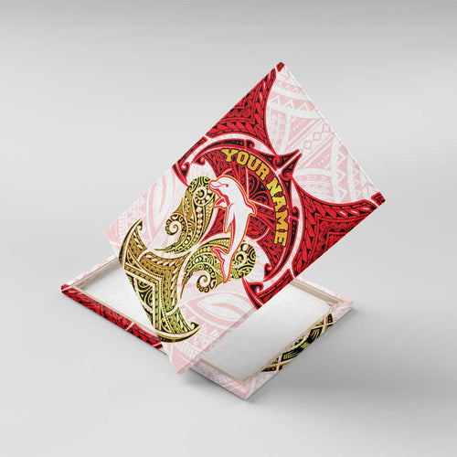 Personalized Dolphins Canvas Wall Art Polynesian Tribal Pattern Style