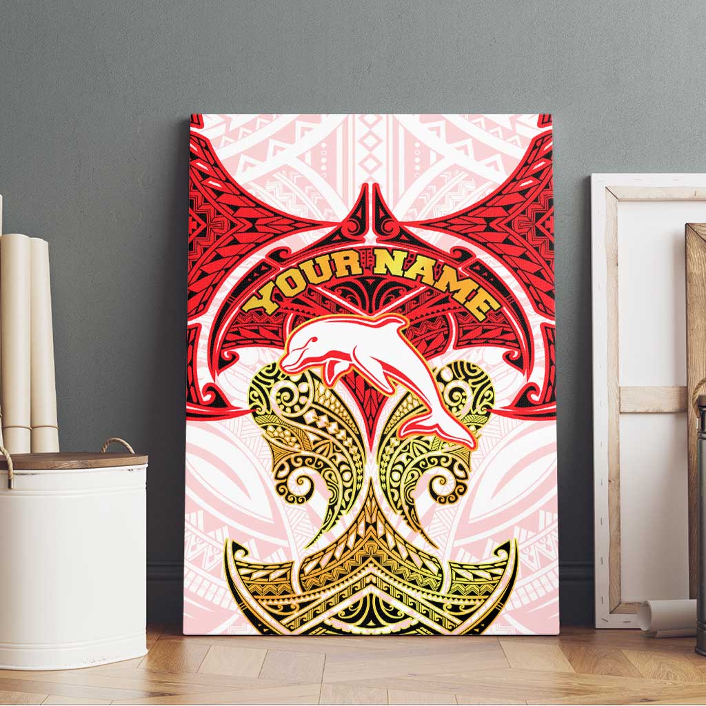 Personalized Dolphins Canvas Wall Art Polynesian Tribal Pattern Style