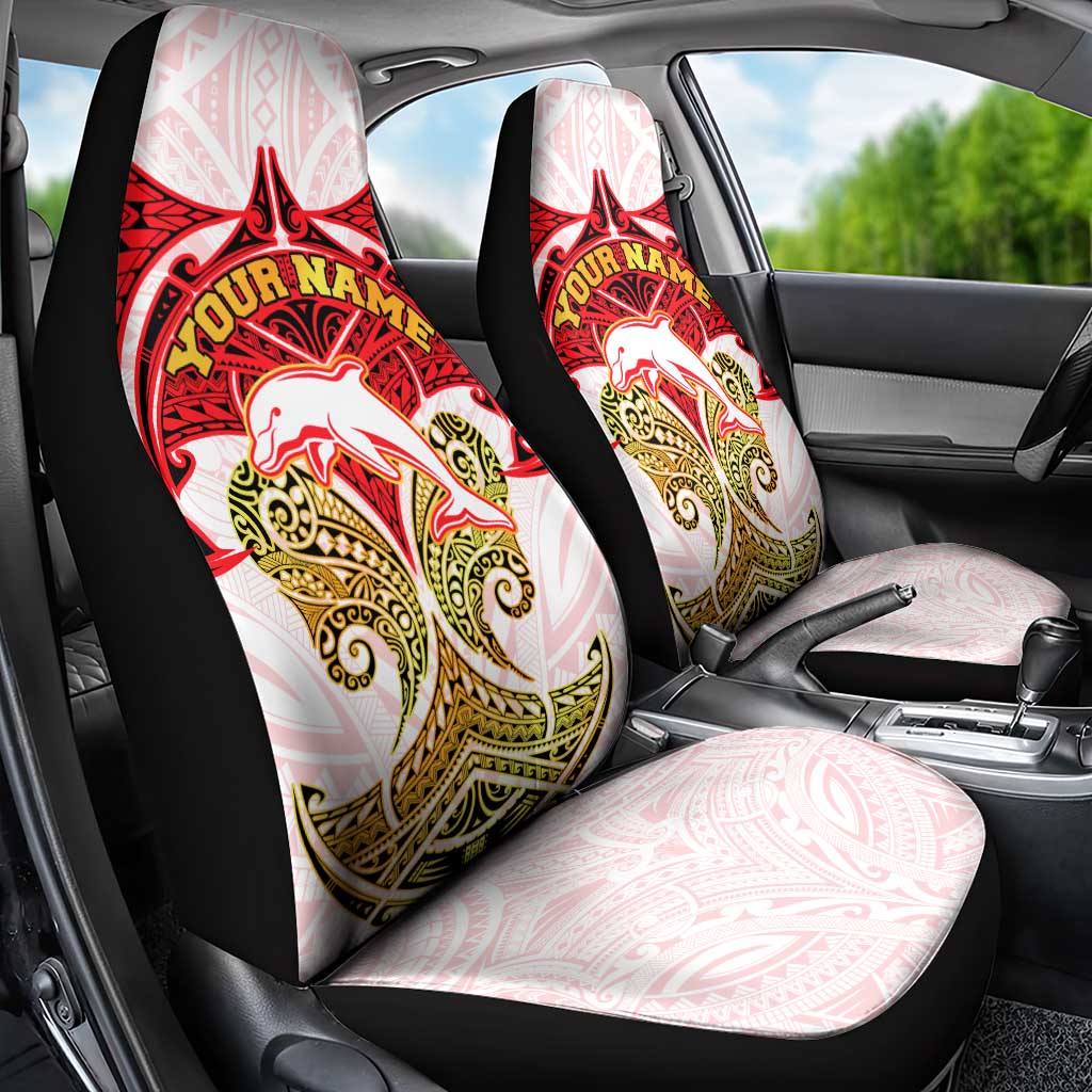 Personalized Dolphins Car Seat Cover Polynesian Tribal Pattern Style