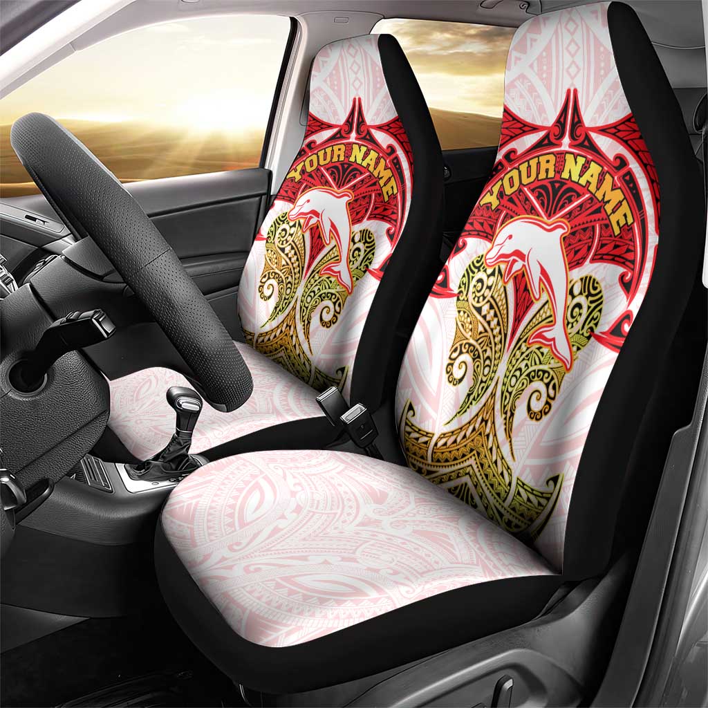 Personalized Dolphins Car Seat Cover Polynesian Tribal Pattern Style