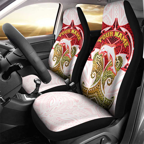 Personalized Dolphins Car Seat Cover Polynesian Tribal Pattern Style