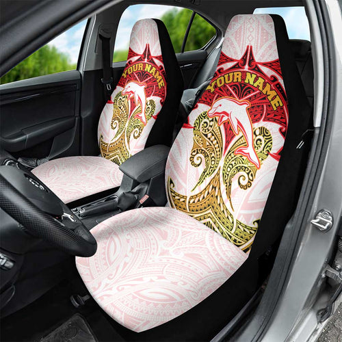 Personalized Dolphins Car Seat Cover Polynesian Tribal Pattern Style