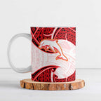 Personalized Dolphins Ceramic Mug Polynesian Tribal Pattern Style