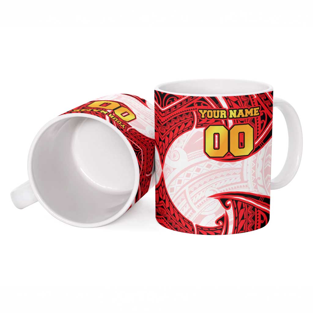 Personalized Dolphins Ceramic Mug Polynesian Tribal Pattern Style