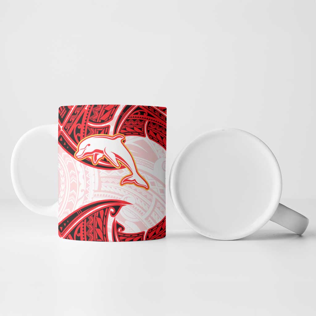 Personalized Dolphins Ceramic Mug Polynesian Tribal Pattern Style