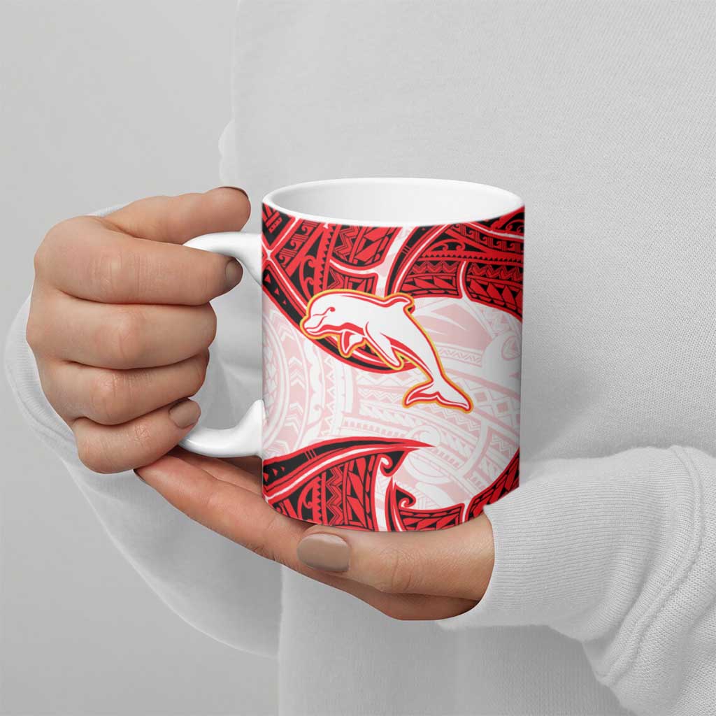 Personalized Dolphins Ceramic Mug Polynesian Tribal Pattern Style