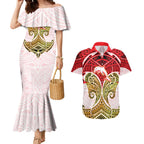 Personalized Dolphins Couples Matching Mermaid Dress and Hawaiian Shirt Polynesian Tribal Pattern Style