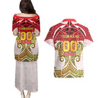 Personalized Dolphins Couples Matching Puletasi and Hawaiian Shirt Polynesian Tribal Pattern Style