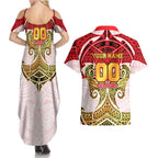 Personalized Dolphins Couples Matching Summer Maxi Dress and Hawaiian Shirt Polynesian Tribal Pattern Style