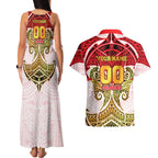 Personalized Dolphins Couples Matching Tank Maxi Dress and Hawaiian Shirt Polynesian Tribal Pattern Style