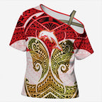 Personalized Dolphins Cross Shoulder Shirt Polynesian Tribal Pattern Style