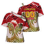 Personalized Dolphins Cross Shoulder Shirt Polynesian Tribal Pattern Style