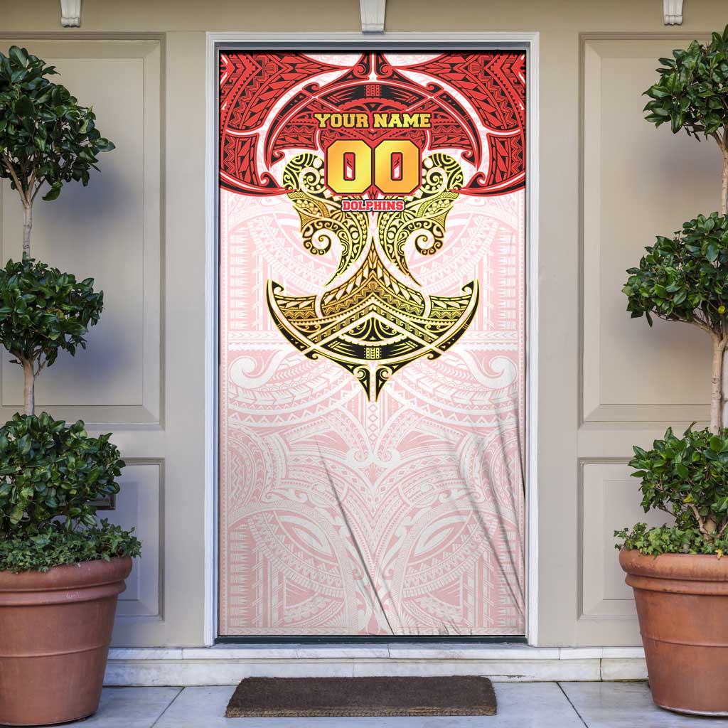 Personalized Dolphins Door Cover Polynesian Tribal Pattern Style