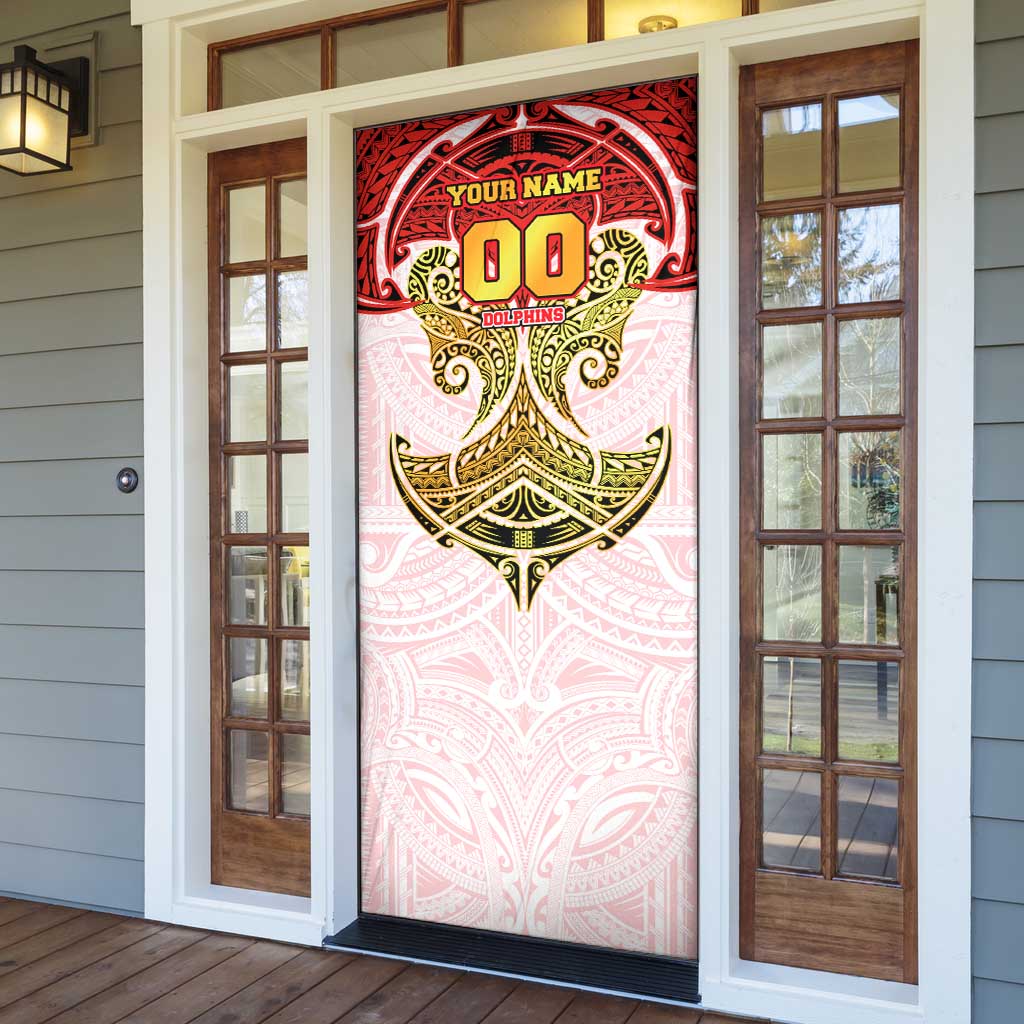 Personalized Dolphins Door Cover Polynesian Tribal Pattern Style