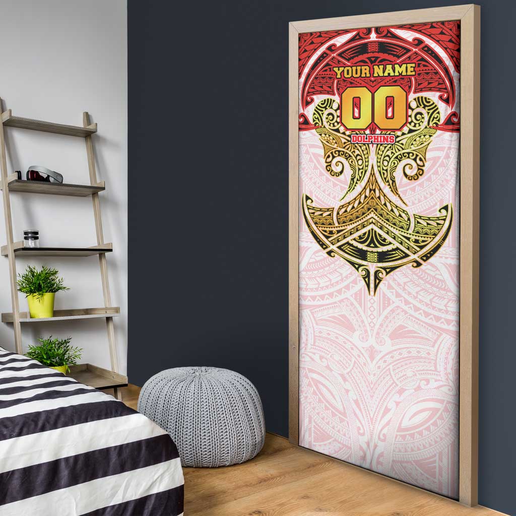 Personalized Dolphins Door Cover Polynesian Tribal Pattern Style
