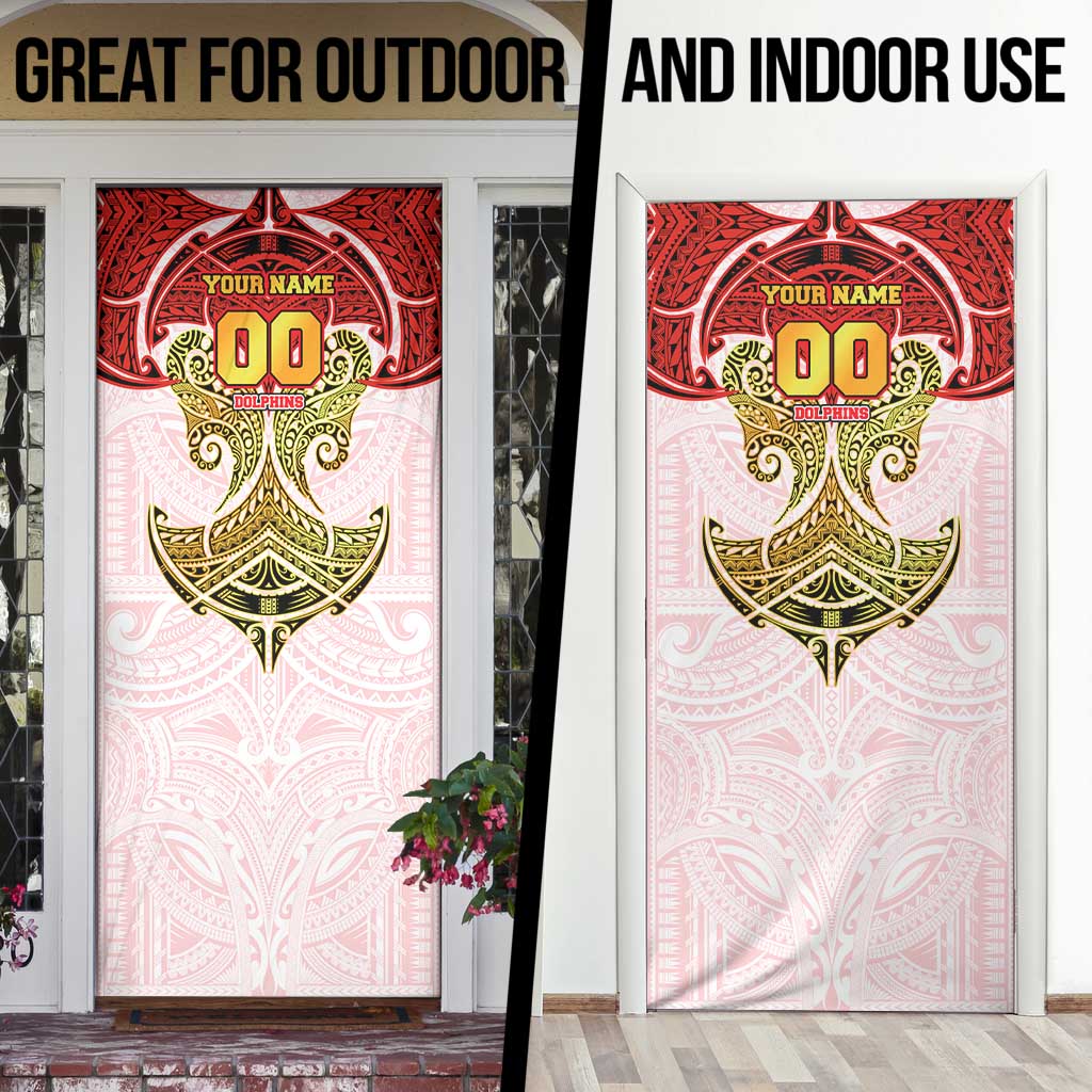 Personalized Dolphins Door Cover Polynesian Tribal Pattern Style