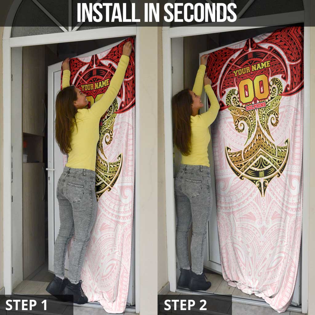 Personalized Dolphins Door Cover Polynesian Tribal Pattern Style