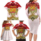 Personalized Dolphins Family Matching Long Sleeve Bodycon Dress and Hawaiian Shirt Polynesian Tribal Pattern Style