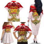 Personalized Dolphins Family Matching Off The Shoulder Long Sleeve Dress and Hawaiian Shirt Polynesian Tribal Pattern Style