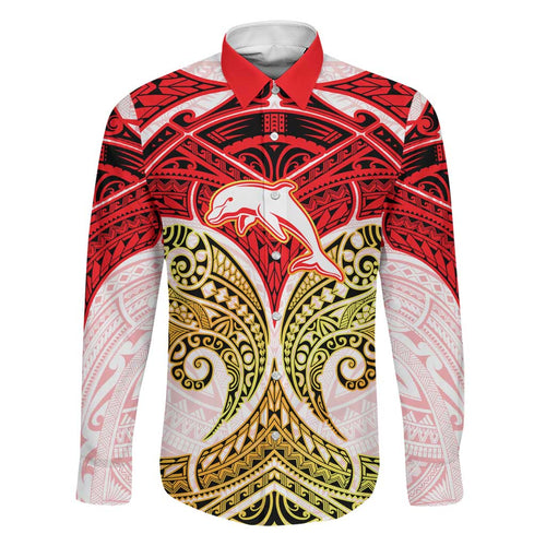 Personalized Dolphins Family Matching Off Shoulder Maxi Dress and Hawaiian Shirt Polynesian Tribal Pattern Style