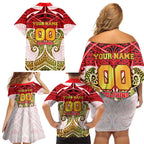 Personalized Dolphins Family Matching Off Shoulder Short Dress and Hawaiian Shirt Polynesian Tribal Pattern Style