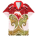 Personalized Dolphins Family Matching Off Shoulder Short Dress and Hawaiian Shirt Polynesian Tribal Pattern Style