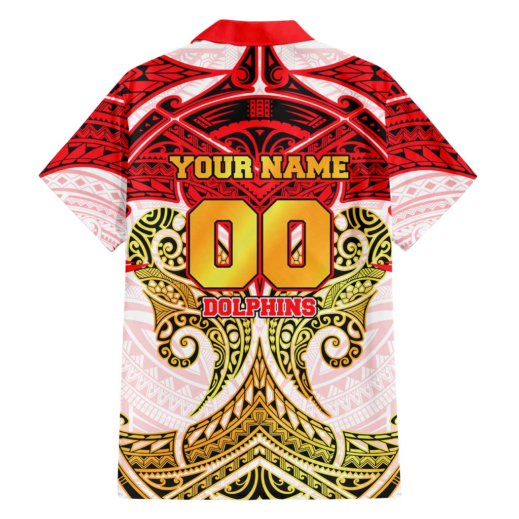 Personalized Dolphins Family Matching Off Shoulder Short Dress and Hawaiian Shirt Polynesian Tribal Pattern Style