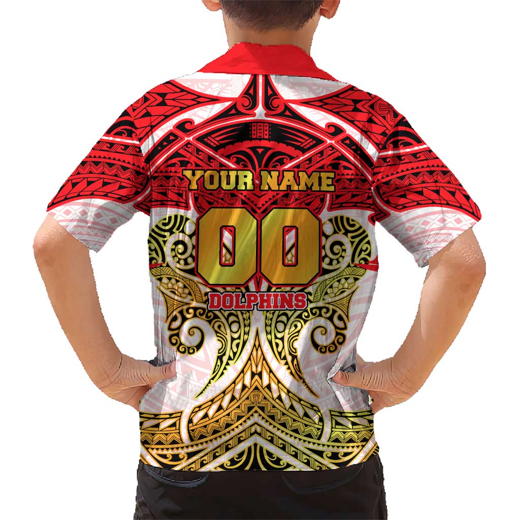 Personalized Dolphins Family Matching Short Sleeve Bodycon Dress and Hawaiian Shirt Polynesian Tribal Pattern Style