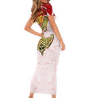 Personalized Dolphins Family Matching Short Sleeve Bodycon Dress and Hawaiian Shirt Polynesian Tribal Pattern Style