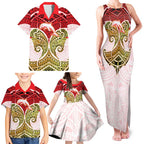 Personalized Dolphins Family Matching Tank Maxi Dress and Hawaiian Shirt Polynesian Tribal Pattern Style