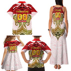 Personalized Dolphins Family Matching Tank Maxi Dress and Hawaiian Shirt Polynesian Tribal Pattern Style