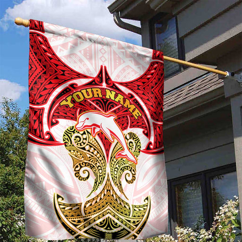Personalized Dolphins Garden Flag Polynesian Tribal Pattern Style