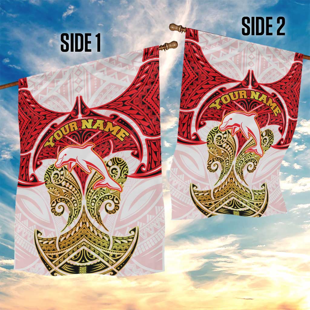 Personalized Dolphins Garden Flag Polynesian Tribal Pattern Style