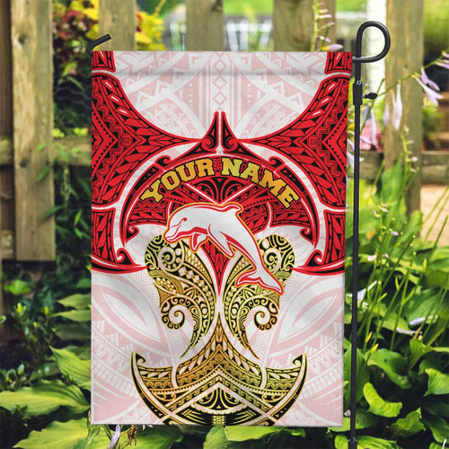 Personalized Dolphins Garden Flag Polynesian Tribal Pattern Style