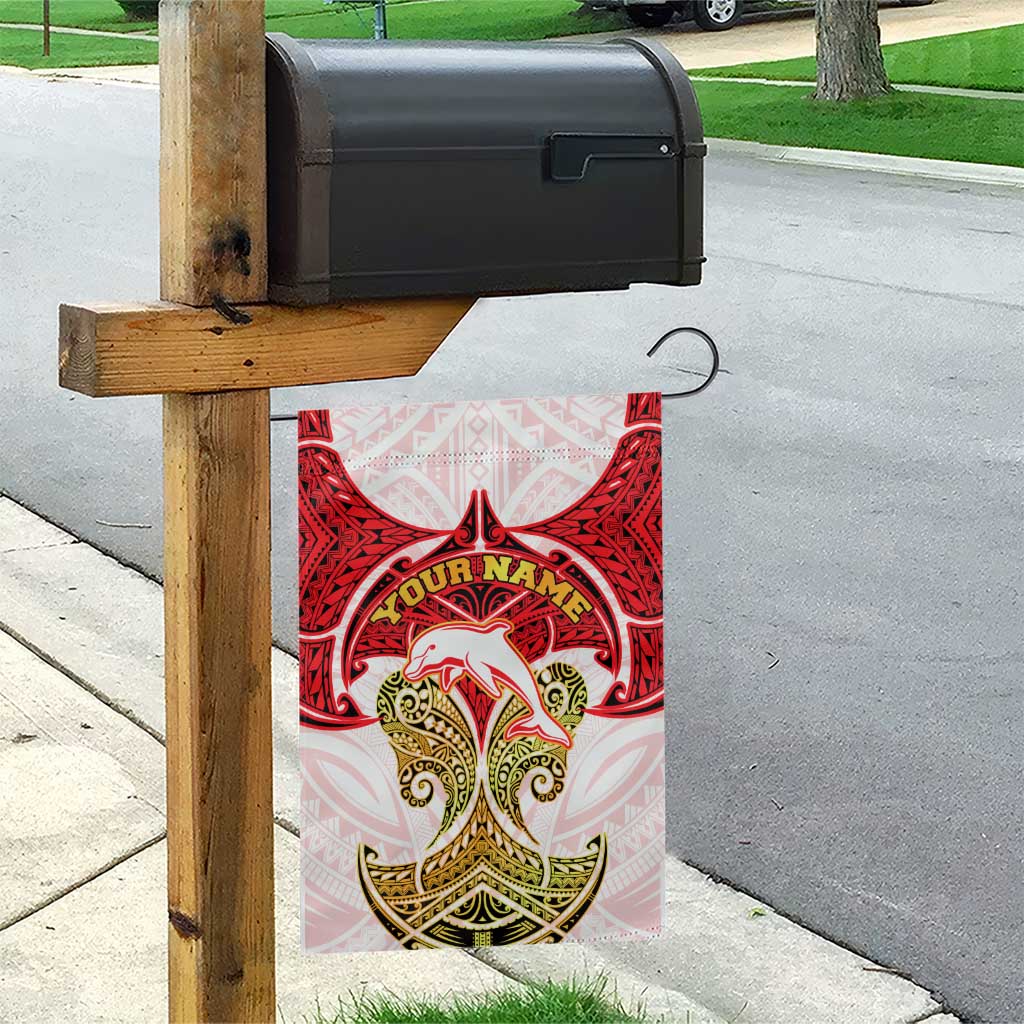 Personalized Dolphins Garden Flag Polynesian Tribal Pattern Style
