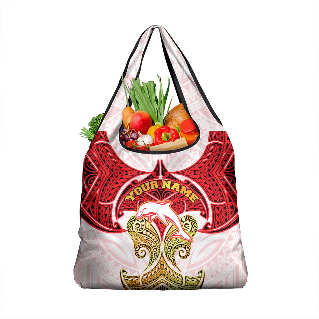 Personalized Dolphins Grocery Bag Polynesian Tribal Pattern Style