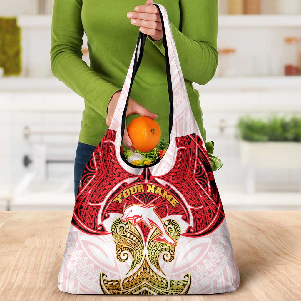Personalized Dolphins Grocery Bag Polynesian Tribal Pattern Style