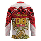 Personalized Dolphins Hockey Jersey Polynesian Tribal Pattern Style
