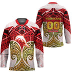 Personalized Dolphins Hockey Jersey Polynesian Tribal Pattern Style