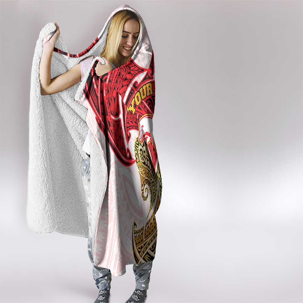 Personalized Dolphins Hooded Blanket Polynesian Tribal Pattern Style