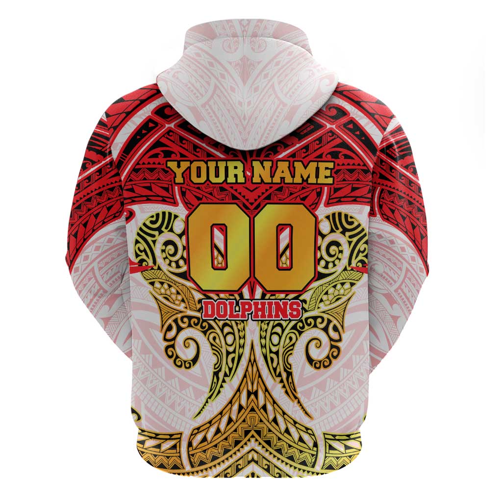 Personalized Dolphins Hoodie Polynesian Tribal Pattern Style