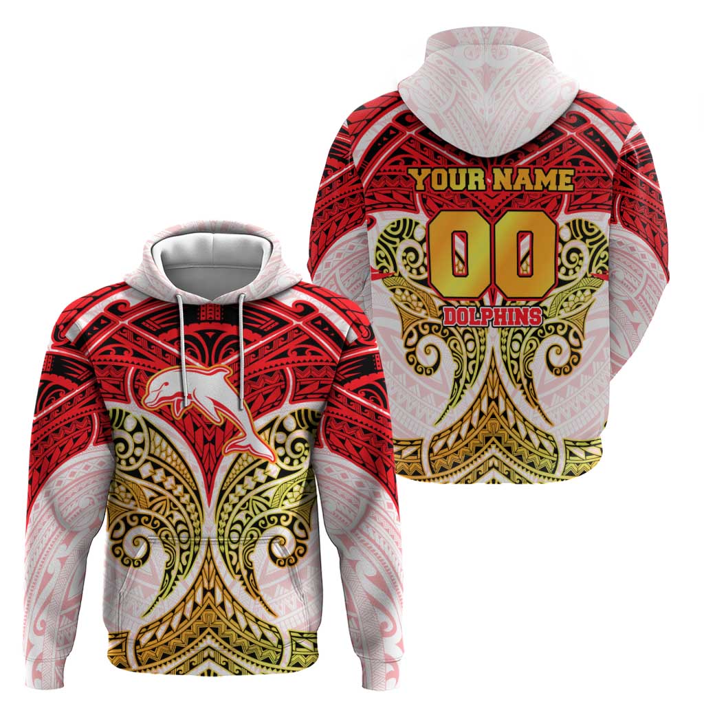 Personalized Dolphins Hoodie Polynesian Tribal Pattern Style