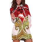 Personalized Dolphins Hoodie Dress Polynesian Tribal Pattern Style